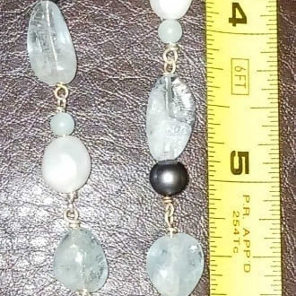 Vintage 1980's Aquamarine, Pearl's 925 sterling s… - image 10