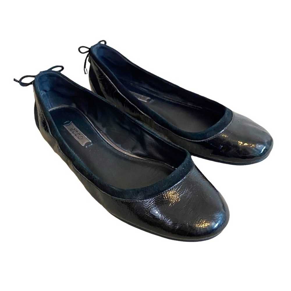 Ecco Goya Genuine Leather Black Round Toe Ballet … - image 2