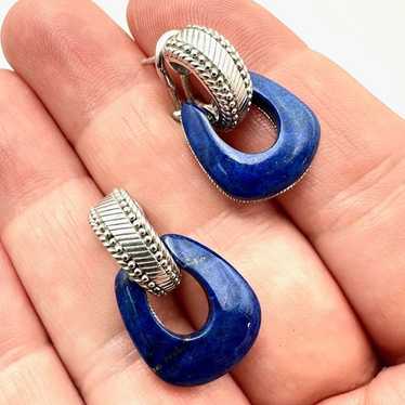 Judith Ripka Womans Earrings Blue Lapis Lazuli Ste