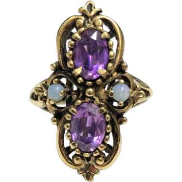 10K Yellow Gold Ring Synthetic Purple Sapphire & N