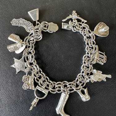 319. Western Themed Sterling Silver Charm Bracele… - image 1