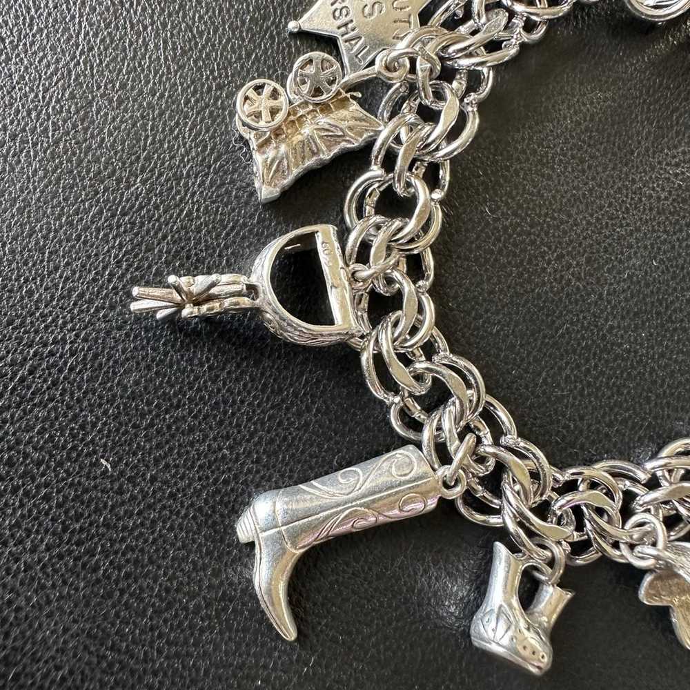 319. Western Themed Sterling Silver Charm Bracele… - image 3