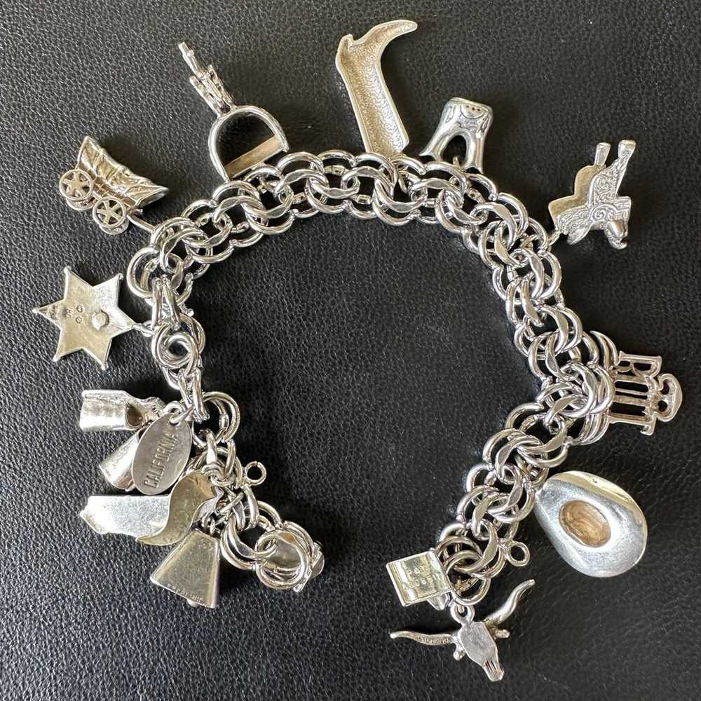 319. Western Themed Sterling Silver Charm Bracele… - image 5