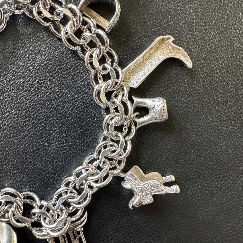 319. Western Themed Sterling Silver Charm Bracele… - image 7