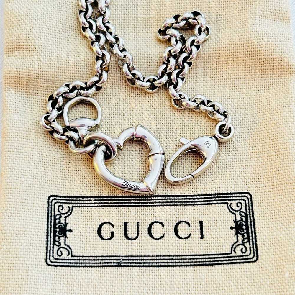 Gucci 925 Sterling Silver Heart Charm Bracelet - image 2