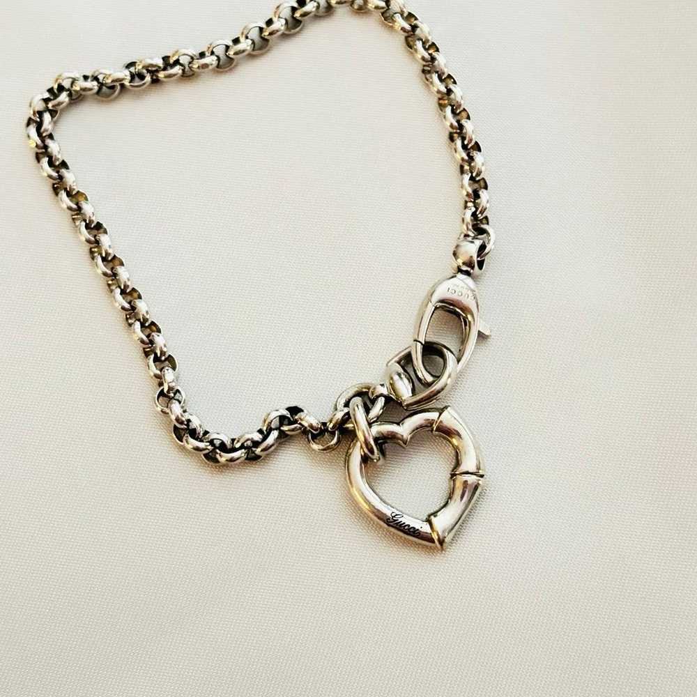 Gucci 925 Sterling Silver Heart Charm Bracelet - image 3