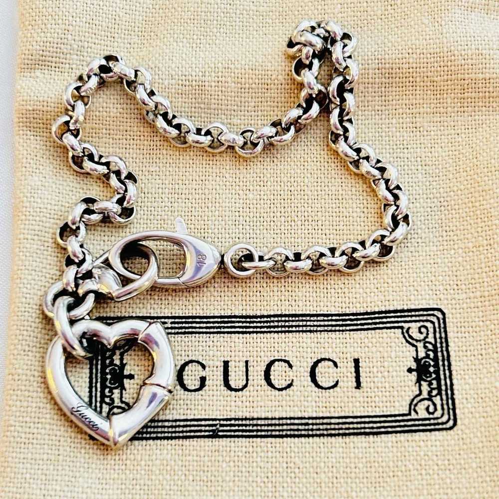 Gucci 925 Sterling Silver Heart Charm Bracelet - image 4