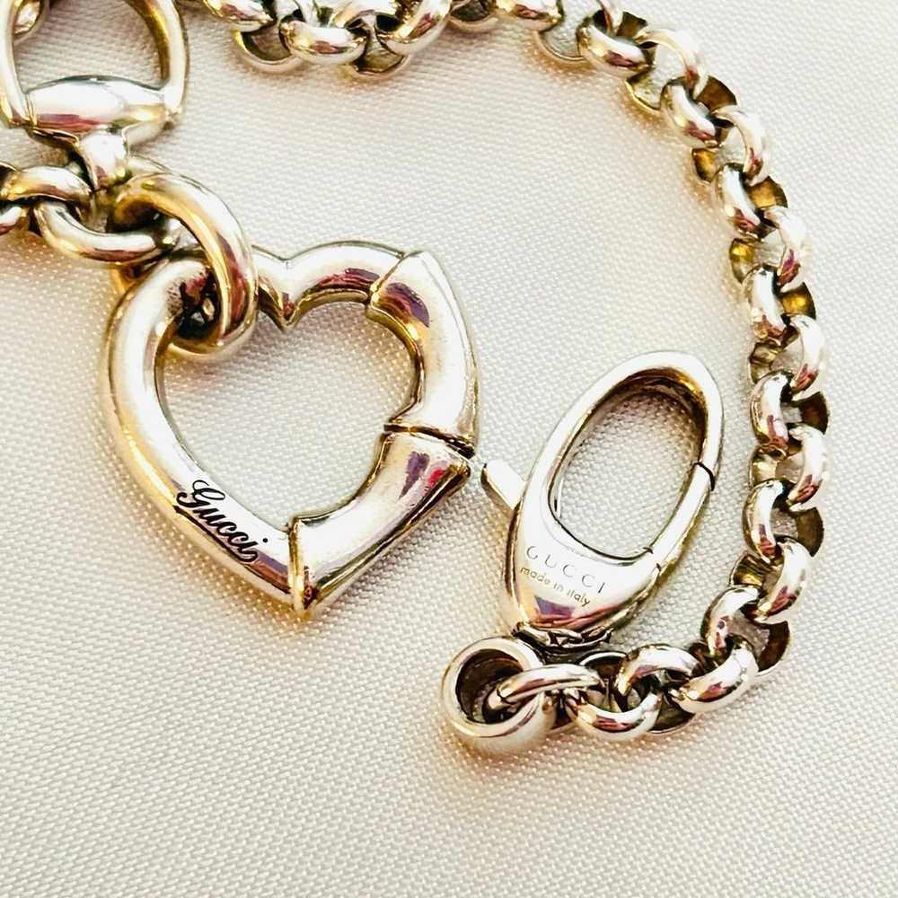 Gucci 925 Sterling Silver Heart Charm Bracelet - image 5