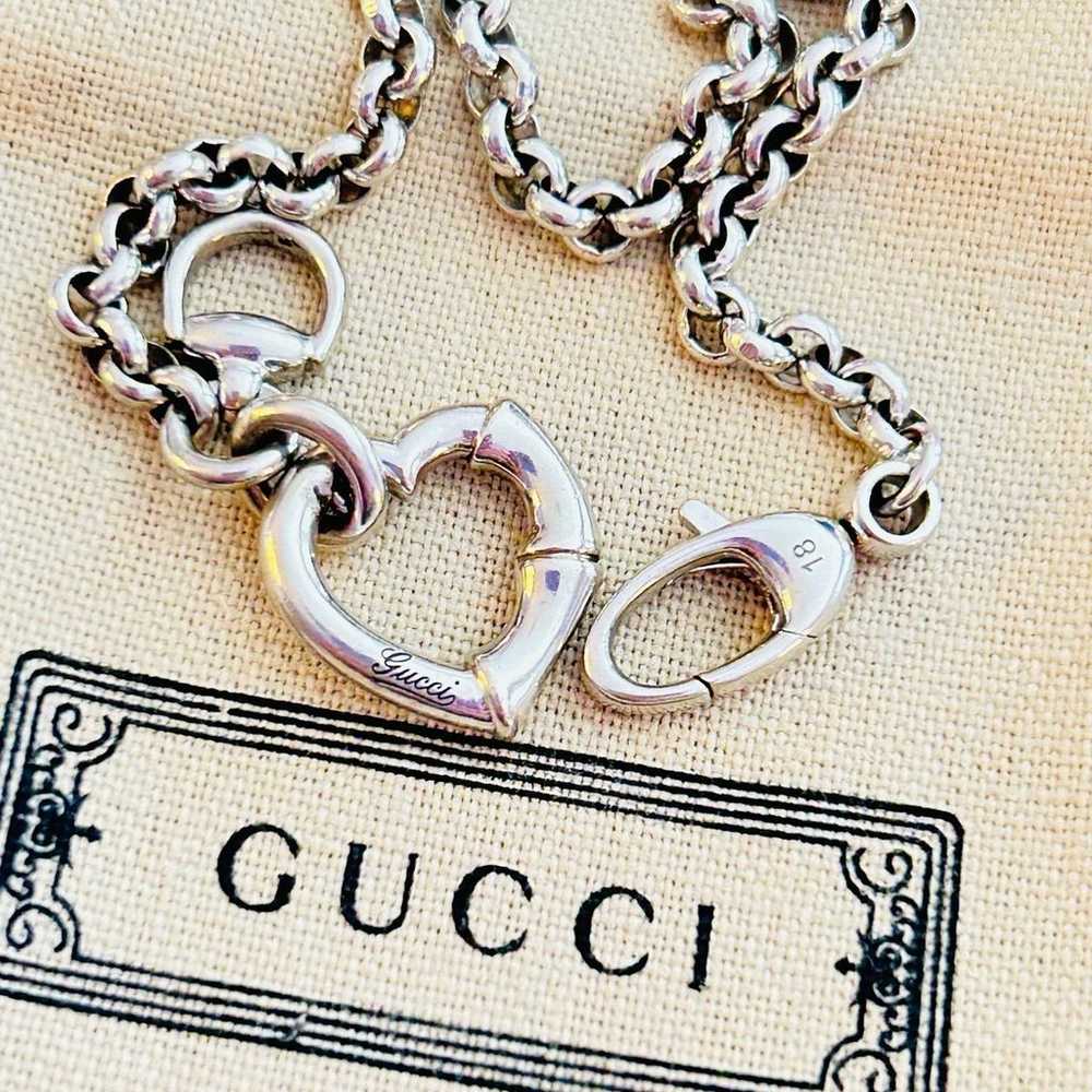 Gucci 925 Sterling Silver Heart Charm Bracelet - image 6