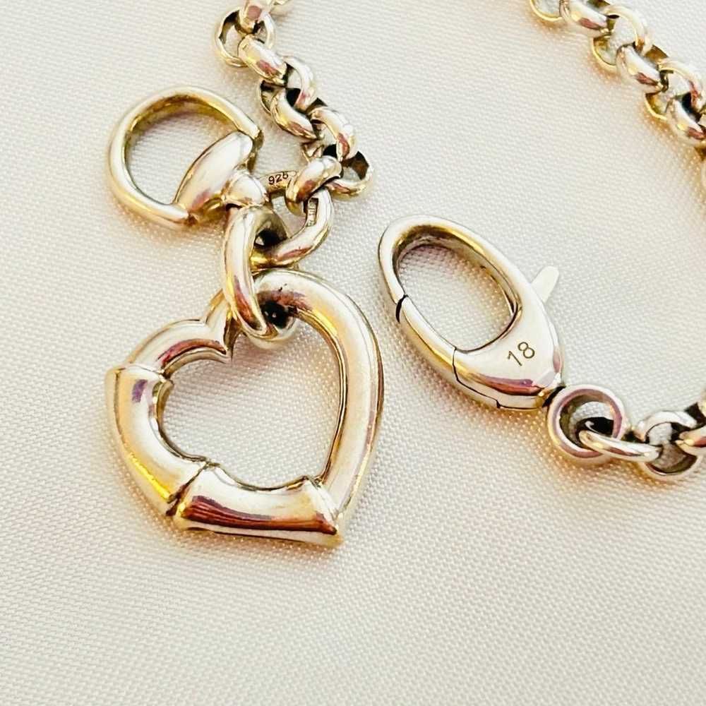 Gucci 925 Sterling Silver Heart Charm Bracelet - image 7