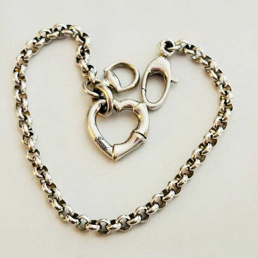 Gucci 925 Sterling Silver Heart Charm Bracelet - image 8