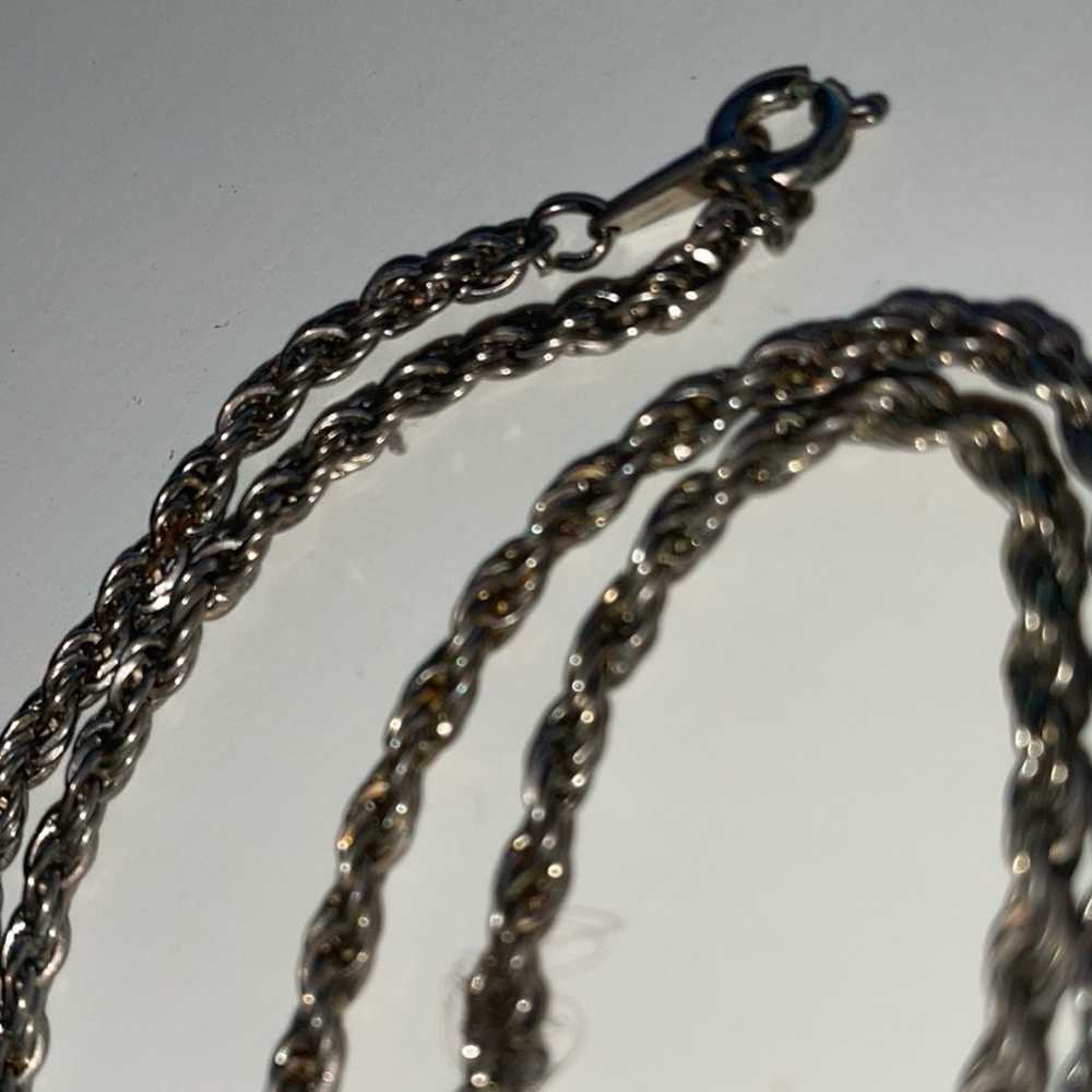 Vintage CLASSIQ Korea Silver Tone Rope Necklace 2… - image 2