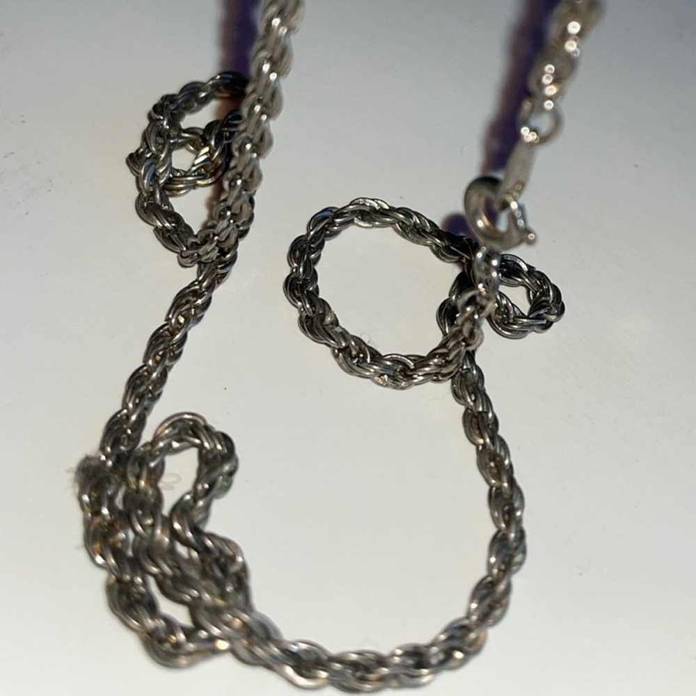 Vintage CLASSIQ Korea Silver Tone Rope Necklace 2… - image 3