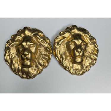 LARGE 3-D Vintage NOBLE LION HEADS Italian-Esque … - image 1