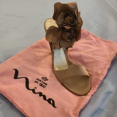 Nina Satin Heels with Flowers