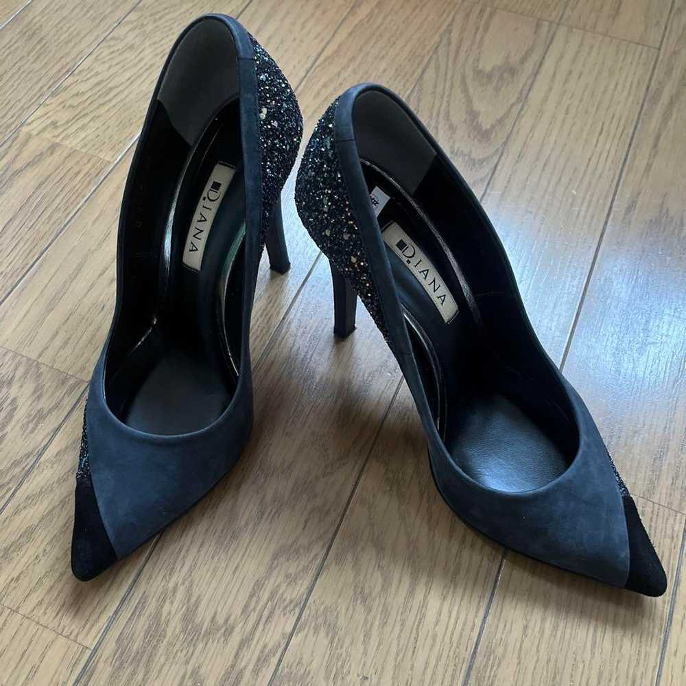 DIANA Black Suede Glitter High Heels 24 cm - image 2