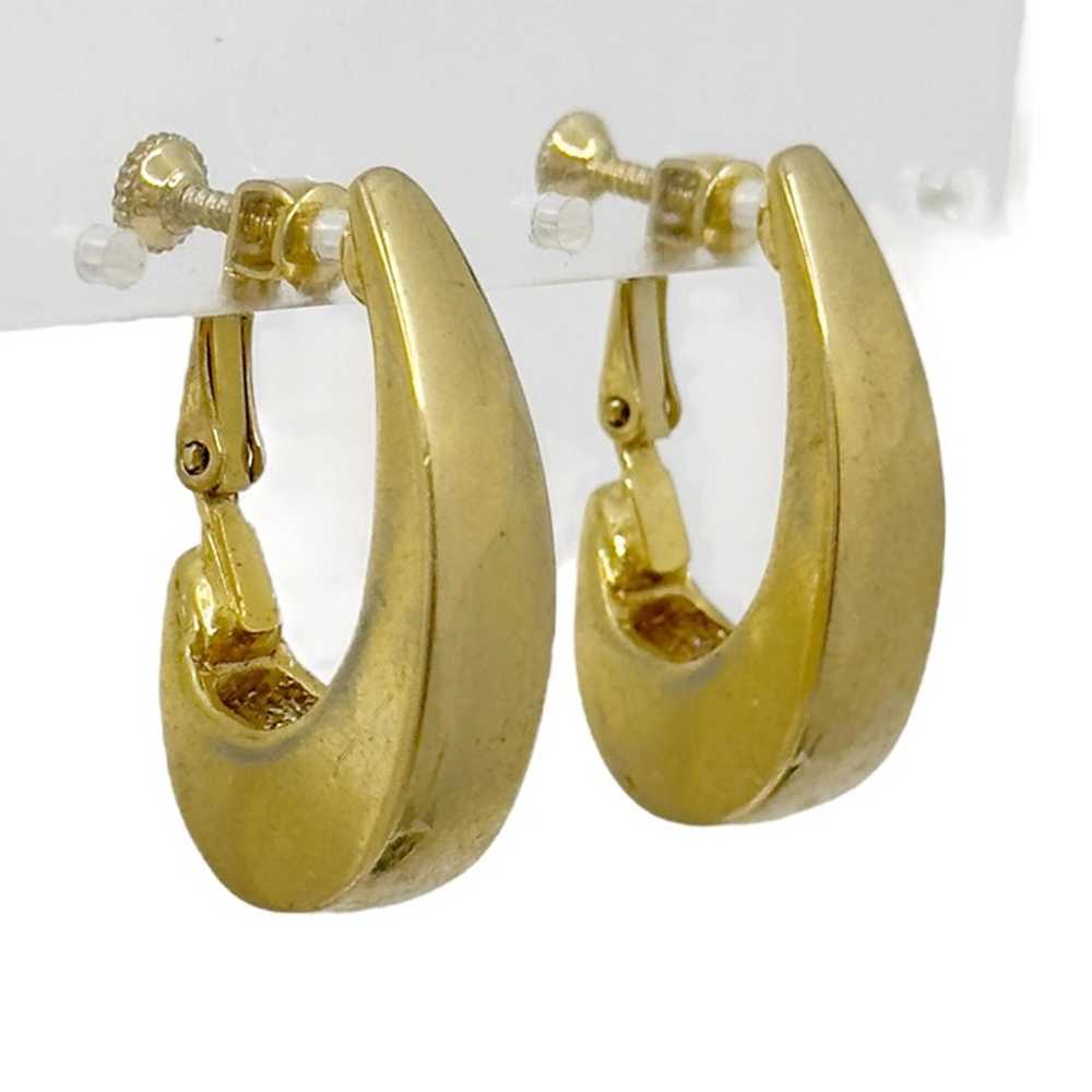 Vintage Gold Tone hoop clip on earrings - image 1