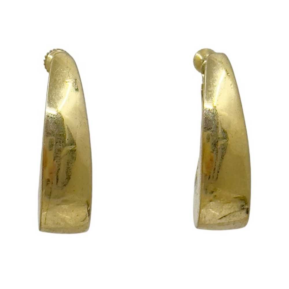 Vintage Gold Tone hoop clip on earrings - image 3