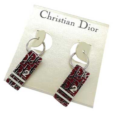アクセサリー Dior Trotter Hook Earrings stone Silver Vintage Dior Earrings Silver Tone Pink Red Diamante Trotter