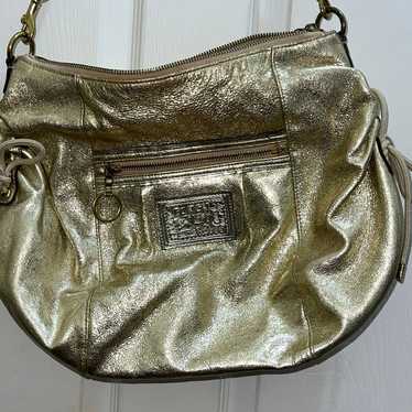 Coach Poppy Metallic Gold with Pink Lining