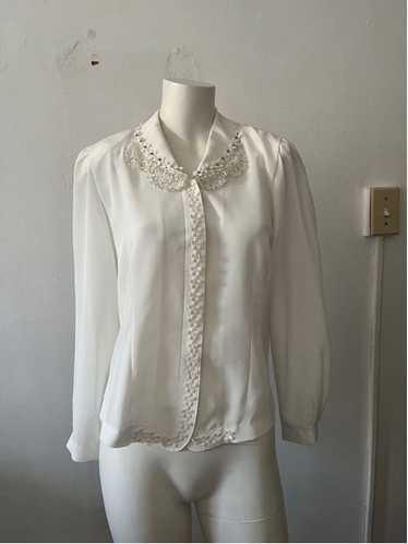 Vintage Echo charmont white floral lace sequin emb