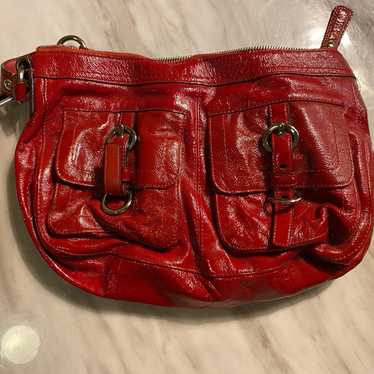 Coach cherry red patent leather shoulder bag