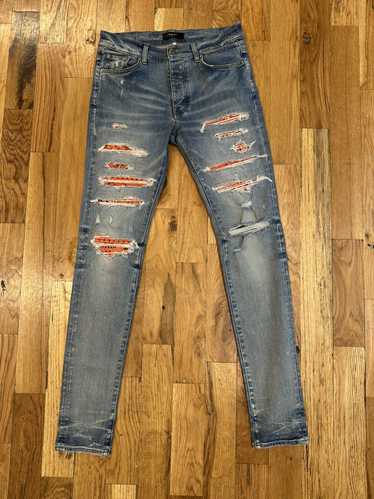 Amiri Amiri MX1 Orange Paisley Blue Denim Jeans Si