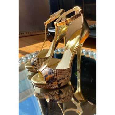 MICHAEL by Michael Kors Gold Snakeskin Platform St