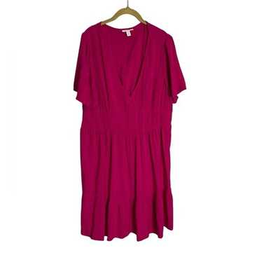 Knox Rose Hot Pink V Neck Stripe Magenta Dress XXL