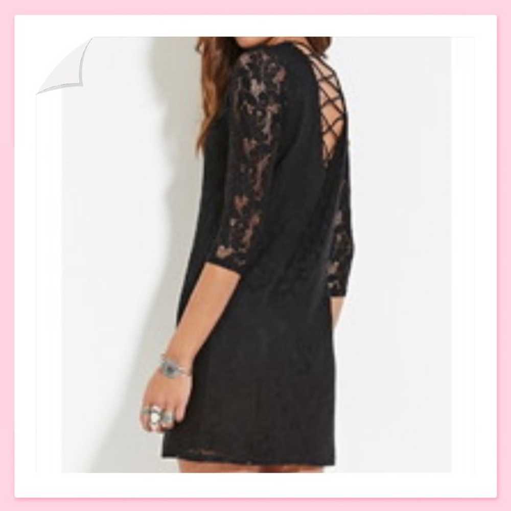 Forever 21 Black Lace Crisscross Back Dress - image 1