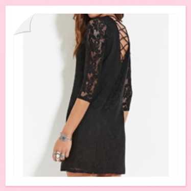 Forever 21 Black Lace Crisscross Back Dress