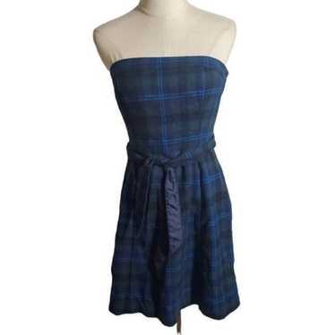 American Eagle Blue & Green Plaid Tie Dress