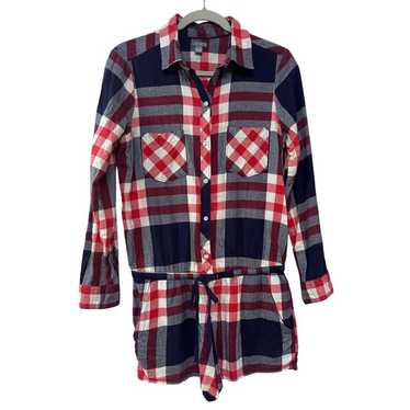 AERIE Flannel Plaid Romper Pajama Loungewear Size 