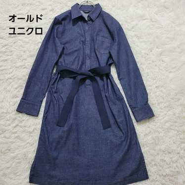 Old Uniqlo✨️ Denim shirt dress with cotton ribbon,