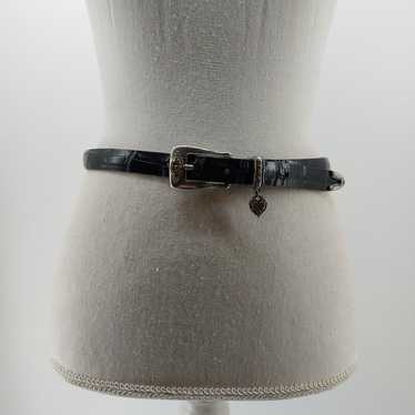 Vtg Brighton Belt Black Leather Women Heart Charm 