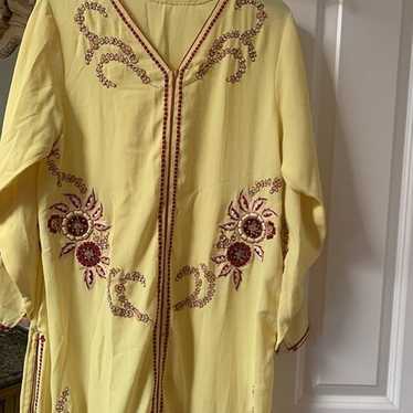 PAKISTANI INDIAN ANARKALI YELLOW DESIGNER EMBROIDE