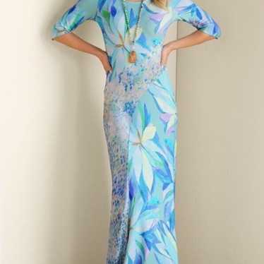 Soft Surroundings Stella Dress Painterly Blue Maxi