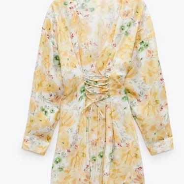 Zara floral print corset mini dress