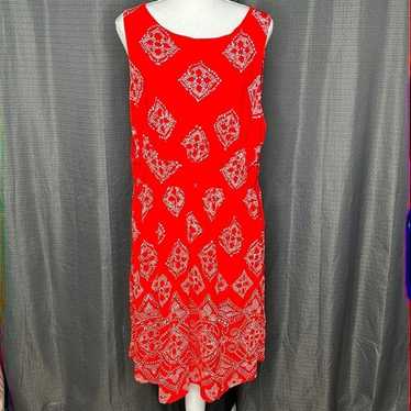 JOE FRESH XL RED AND WHITE SLEEVELESS DRESS