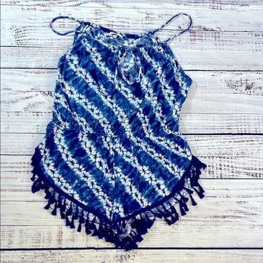 Victoria’s Secret Blue Tie-Dye Tassel Romper size 