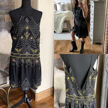 Free People Boho Western Black Beaded Dress