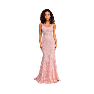 City Studio Pink Sparkly Floral Lace Mermaid Gown 