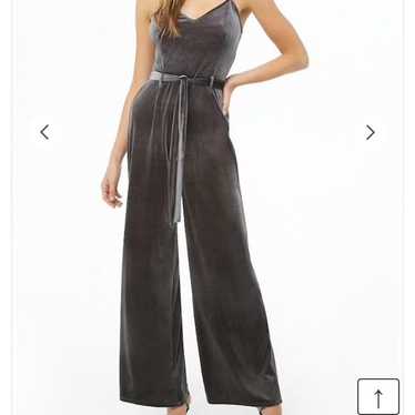 Forever 21 Dark Grey Velvet Jumpsuit