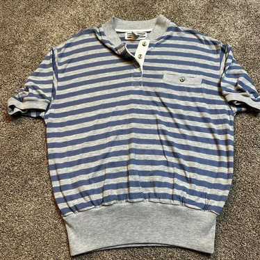 Vintage Striped Short Sleeve Henley pocket shirt