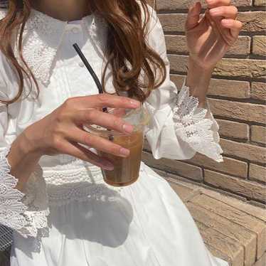 White Lace Collar Long Sleeve Maxi Dress