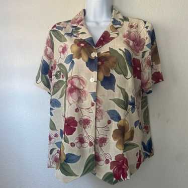 Vintage Alfred Dunner Fall Floral Print Button Dow