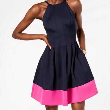 Vince Camuto Navy blue/pink Fit and Flare Navy Scu