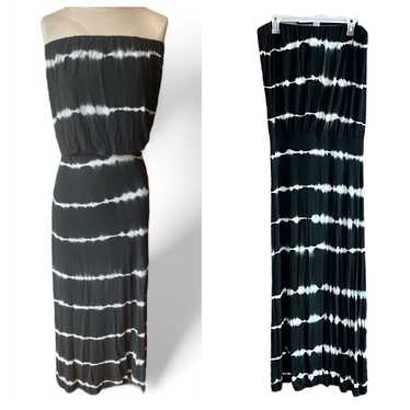 Elan Strapless black and white tie dye dress