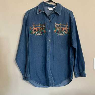 Vintage Bobbie Brooks Embroidered Harvest Denim Bl