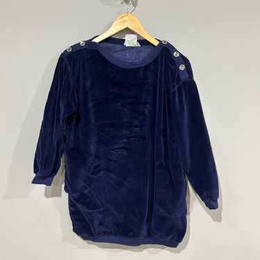 Sonia Rykiel Paris Vintage Blue Velvety Top L